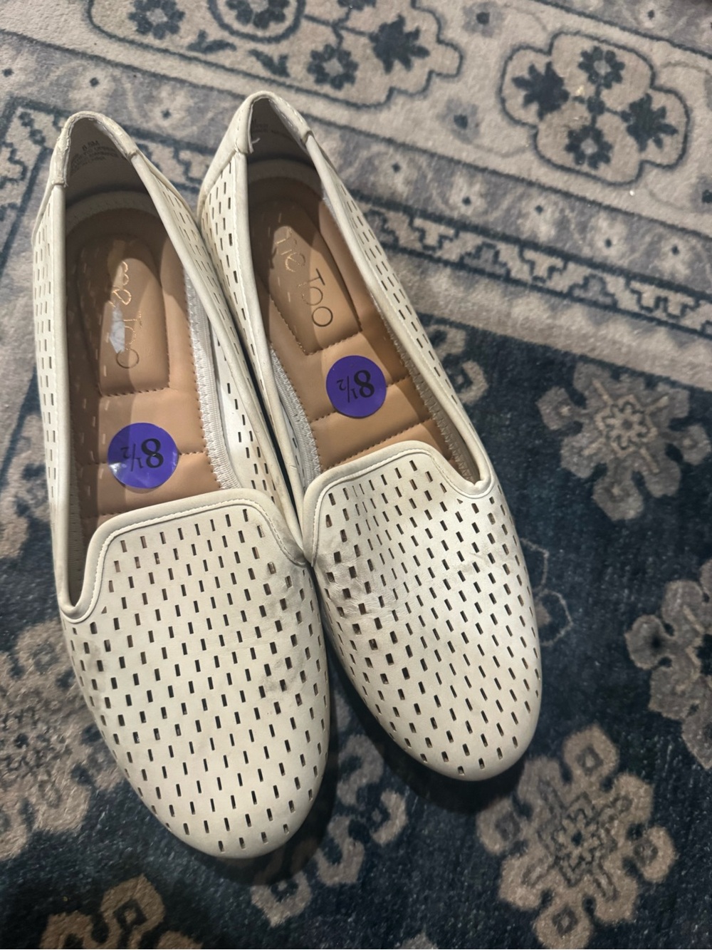 me too White Perforated Slip-On Loafers